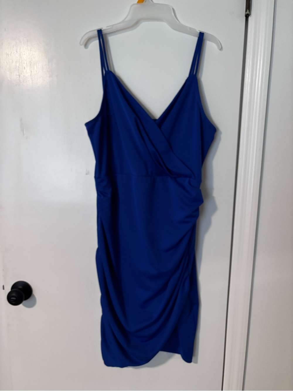 Grace Karin Royal Blue Draped Midi Slip Dress